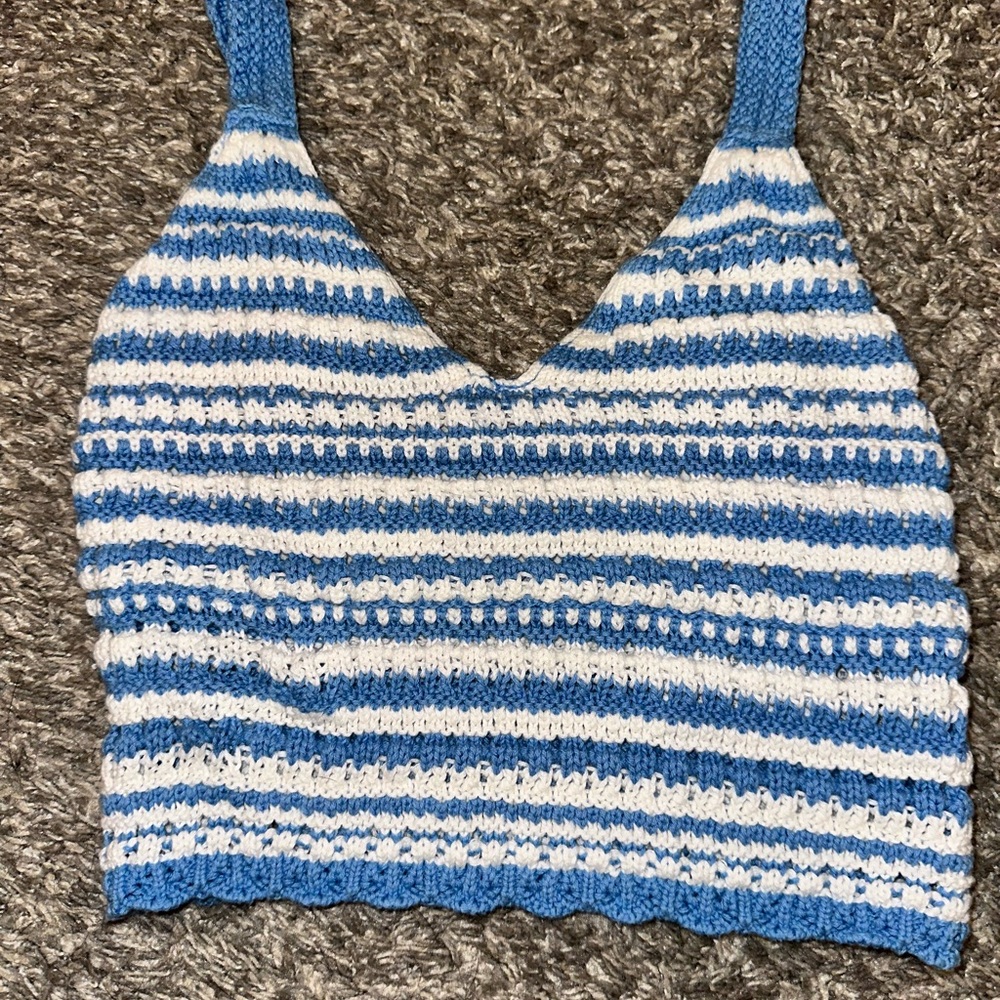 Hollister Blue and White Striped Tank Top